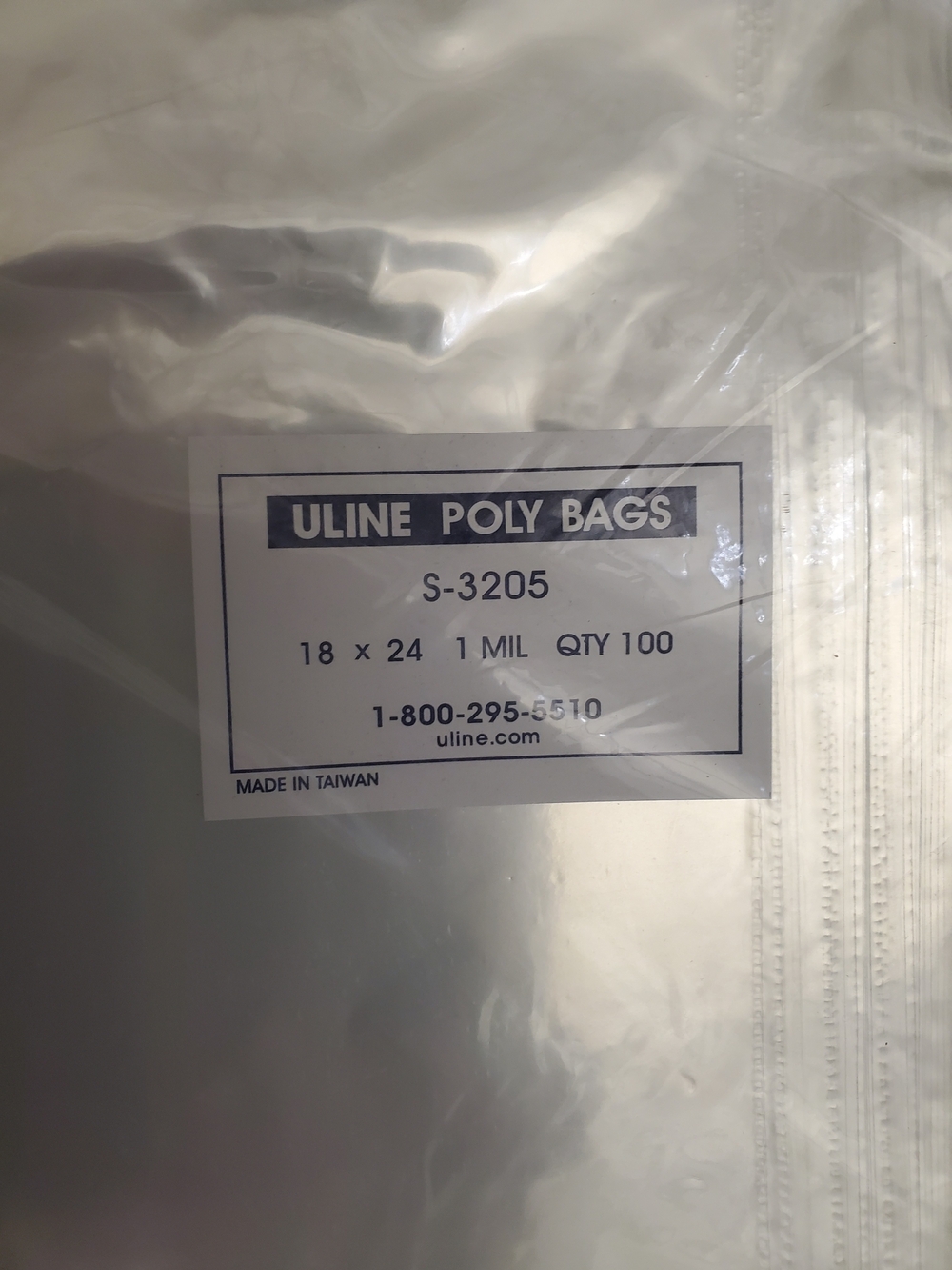 Uline Clear Poly Bags S-3205 18 x 24 (100 Pack)